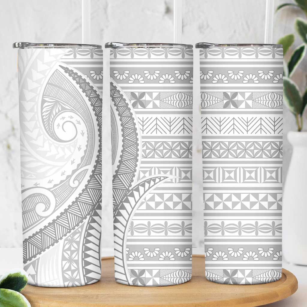 Tokelau White Sunday Skinny Tumbler Lotu Tamaiti Ngatu Tokelau Feletoa Manulua LT9 - Polynesian Pride