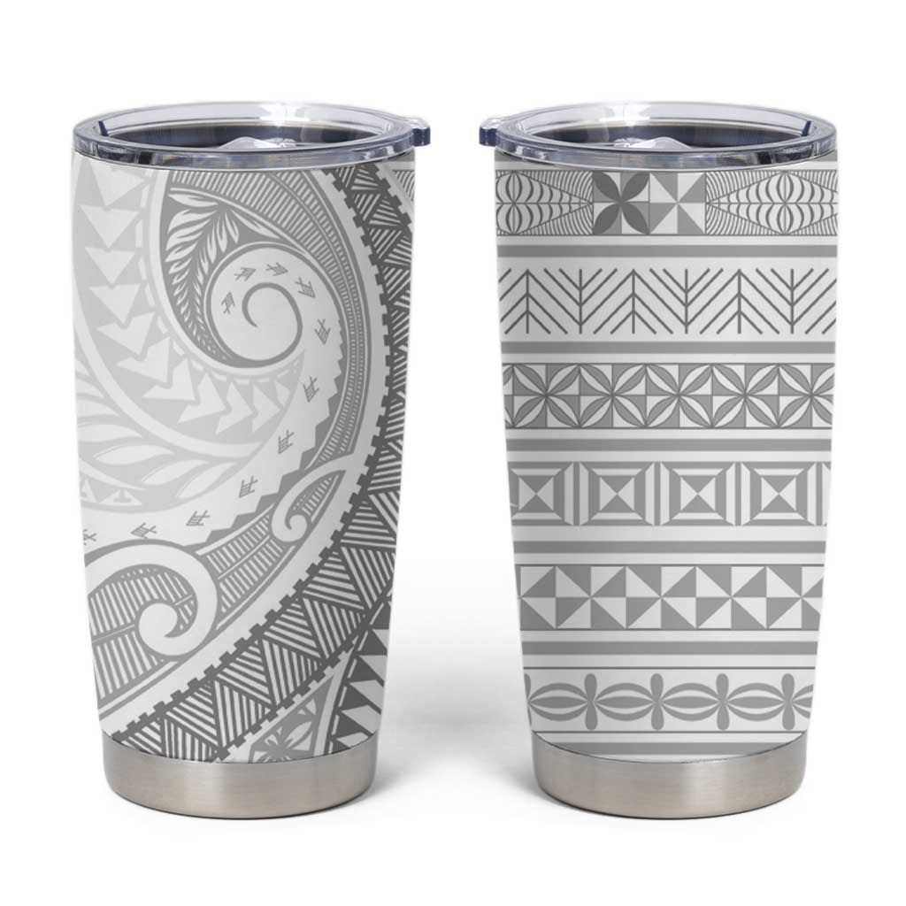 Tokelau White Sunday Tumbler Cup Lotu Tamaiti Ngatu Tokelau Feletoa Manulua LT9 White - Polynesian Pride