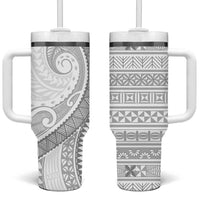 Tokelau White Sunday Tumbler With Handle Lotu Tamaiti Ngatu Tokelau Feletoa Manulua LT9 One Size: 40 oz White - Polynesian Pride