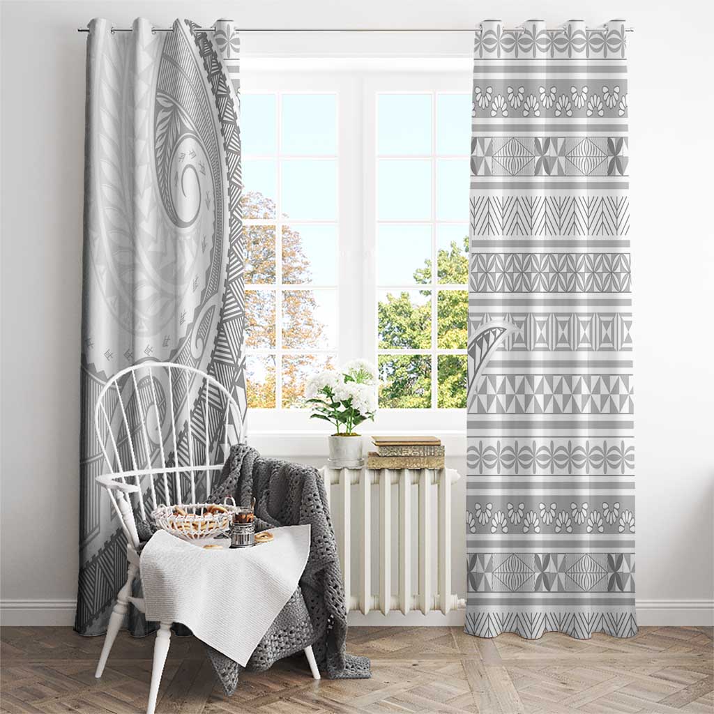 Tokelau White Sunday Window Curtain Lotu Tamaiti Ngatu Tokelau Feletoa Manulua - Polynesian Pride