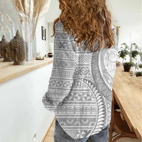 Tokelau White Sunday Women Casual Shirt Lotu Tamaiti Ngatu Tokelau Feletoa Manulua LT9 - Polynesian Pride