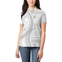 Tokelau White Sunday Women Polo Shirt Lotu Tamaiti Ngatu Tokelau Feletoa Manulua LT9 - Polynesian Pride