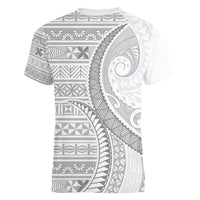 Tokelau White Sunday Women V-Neck T-Shirt Lotu Tamaiti Ngatu Tokelau Feletoa Manulua LT9 - Polynesian Pride