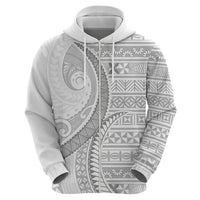 Tokelau White Sunday Zip Hoodie Lotu Tamaiti Ngatu Tokelau Feletoa Manulua LT9 - Polynesian Pride