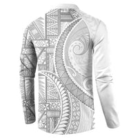 Tonga White Sunday Button Sweatshirt Lotu Tamaiti Ngatu Tribal - Polynesian Pride