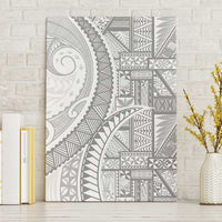 Tonga White Sunday Canvas Wall Art Lotu Tamaiti Ngatu Tribal LT9 Without Frame White - Polynesian Pride
