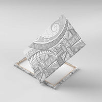 Tonga White Sunday Canvas Wall Art Lotu Tamaiti Ngatu Tribal LT9 With Frame White - Polynesian Pride