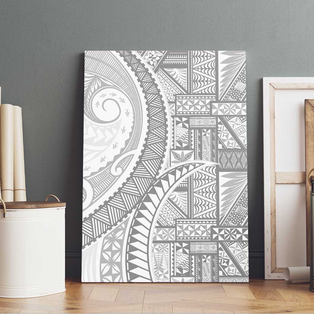 Tonga White Sunday Canvas Wall Art Lotu Tamaiti Ngatu Tribal LT9 - Polynesian Pride