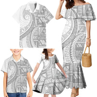 Tonga White Sunday Family Matching Mermaid Dress and Hawaiian Shirt Lotu Tamaiti Ngatu Tribal LT9 - Polynesian Pride