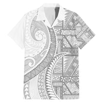 Tonga White Sunday Family Matching Mermaid Dress and Hawaiian Shirt Lotu Tamaiti Ngatu Tribal LT9 Dad's Shirt - Short Sleeve White - Polynesian Pride