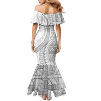 Tonga White Sunday Family Matching Mermaid Dress and Hawaiian Shirt Lotu Tamaiti Ngatu Tribal LT9 - Polynesian Pride