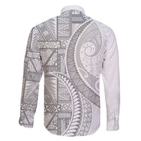 Tonga White Sunday Family Matching Off Shoulder Maxi Dress and Hawaiian Shirt Lotu Tamaiti Ngatu Tribal LT9 - Polynesian Pride