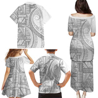 Tonga White Sunday Family Matching Puletasi and Hawaiian Shirt Lotu Tamaiti Ngatu Tribal LT9 - Polynesian Pride
