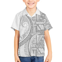 Tonga White Sunday Family Matching Puletasi and Hawaiian Shirt Lotu Tamaiti Ngatu Tribal LT9 Son's Shirt White - Polynesian Pride