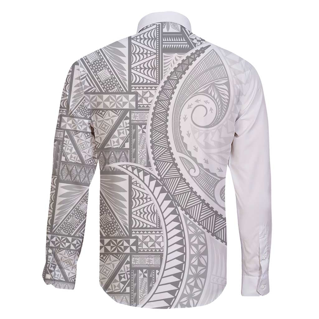Tonga White Sunday Family Matching Short Sleeve Bodycon Dress and Hawaiian Shirt Lotu Tamaiti Ngatu Tribal LT9 - Polynesian Pride