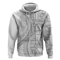 Tonga White Sunday Hoodie Lotu Tamaiti Ngatu Tribal LT9 Zip Hoodie White - Polynesian Pride