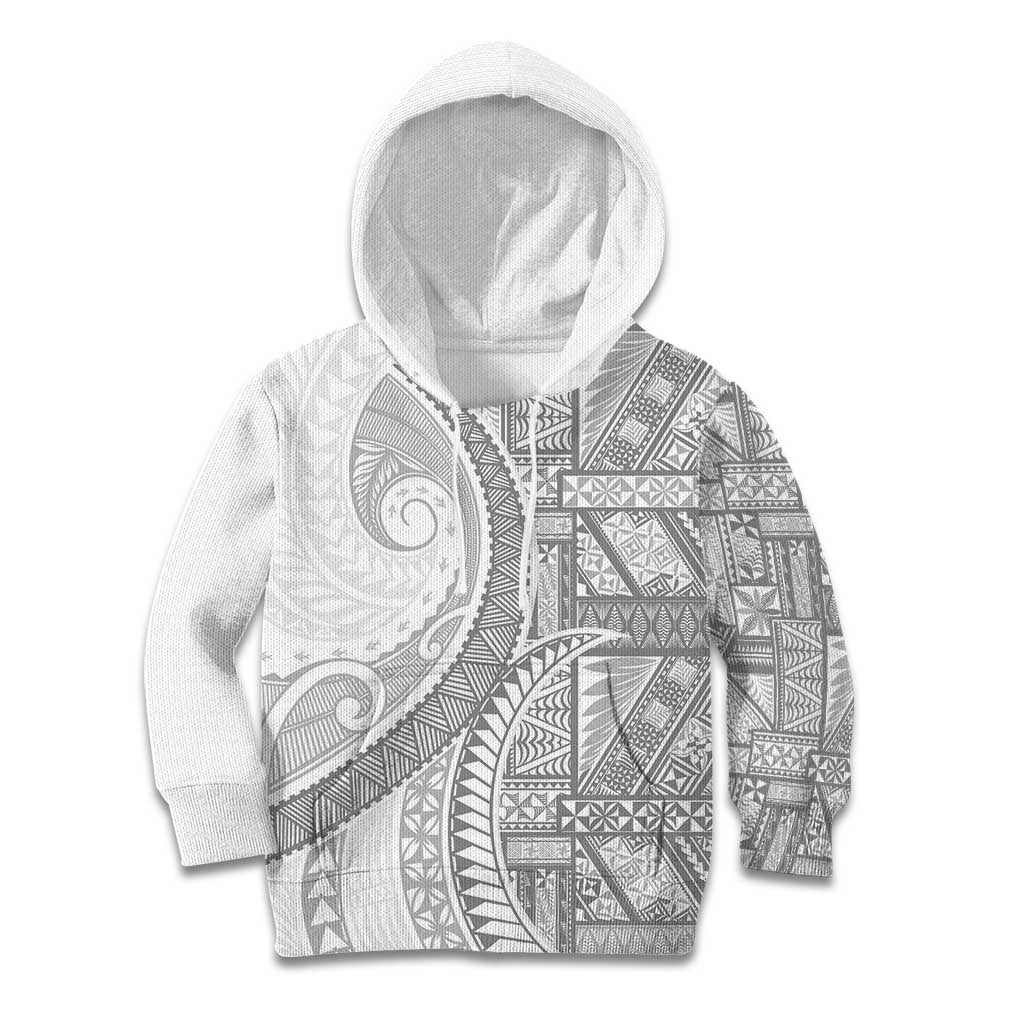 Tonga White Sunday Kid Hoodie Lotu Tamaiti Ngatu Tribal - Polynesian Pride