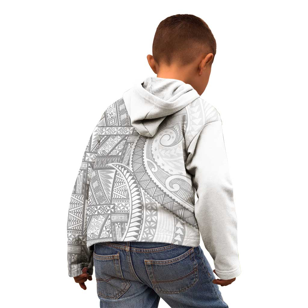 Tonga White Sunday Kid Hoodie Lotu Tamaiti Ngatu Tribal - Polynesian Pride