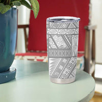 Tonga White Sunday Tumbler Cup Lotu Tamaiti Ngatu Tribal - Polynesian Pride