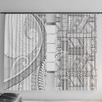 Tonga White Sunday Window Curtain Lotu Tamaiti Ngatu Tribal - Polynesian Pride