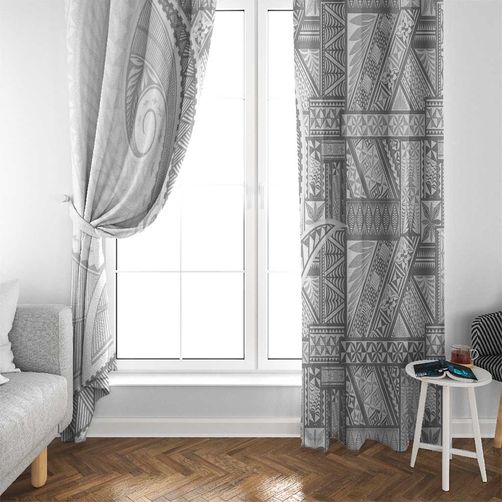 Tonga White Sunday Window Curtain Lotu Tamaiti Ngatu Tribal - Polynesian Pride
