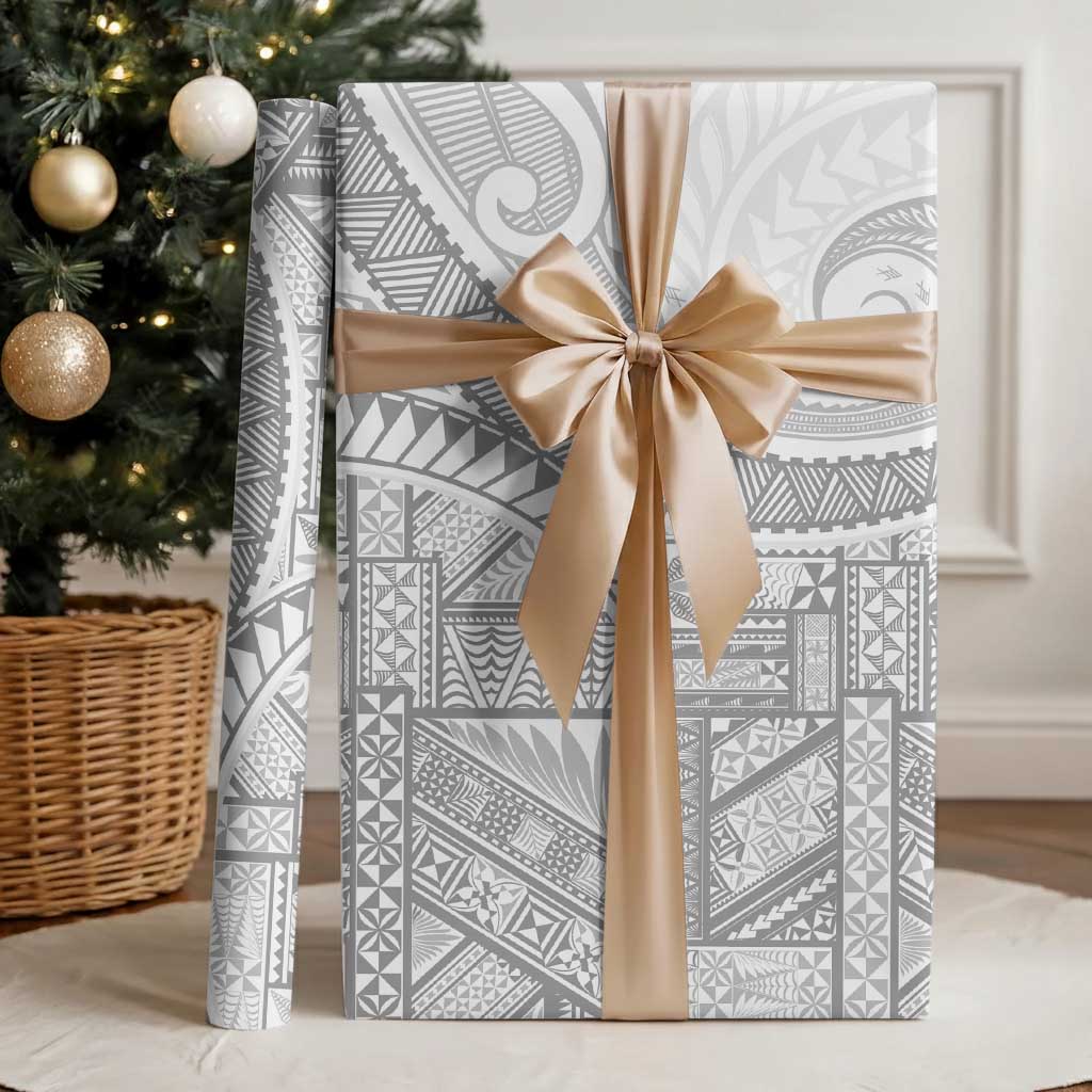 Tonga White Sunday Wrapping Paper Lotu Tamaiti Ngatu Tribal LT9 - Polynesian Pride