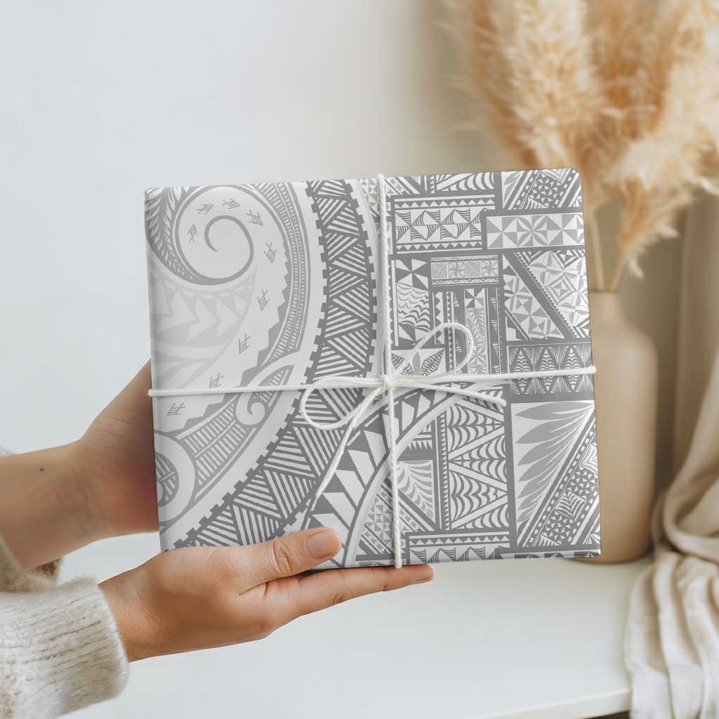 Tonga White Sunday Wrapping Paper Lotu Tamaiti Ngatu Tribal LT9 - Polynesian Pride