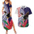 American Samoa Bald Eagle Personalized Couples Matching Summer Maxi Dress and Hawaiian Shirt Polynesian Teuila Flowers - Polynesian Pride