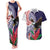 American Samoa Bald Eagle Personalized Couples Matching Tank Maxi Dress and Hawaiian Shirt Polynesian Teuila Flowers - Polynesian Pride