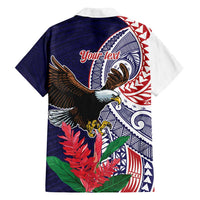 American Samoa Bald Eagle Personalized Family Matching Off Shoulder Maxi Dress and Hawaiian Shirt Polynesian Teuila Flowers - Polynesian Pride