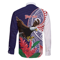 American Samoa Bald Eagle Personalized Family Matching Summer Maxi Dress and Hawaiian Shirt Polynesian Teuila Flowers - Polynesian Pride