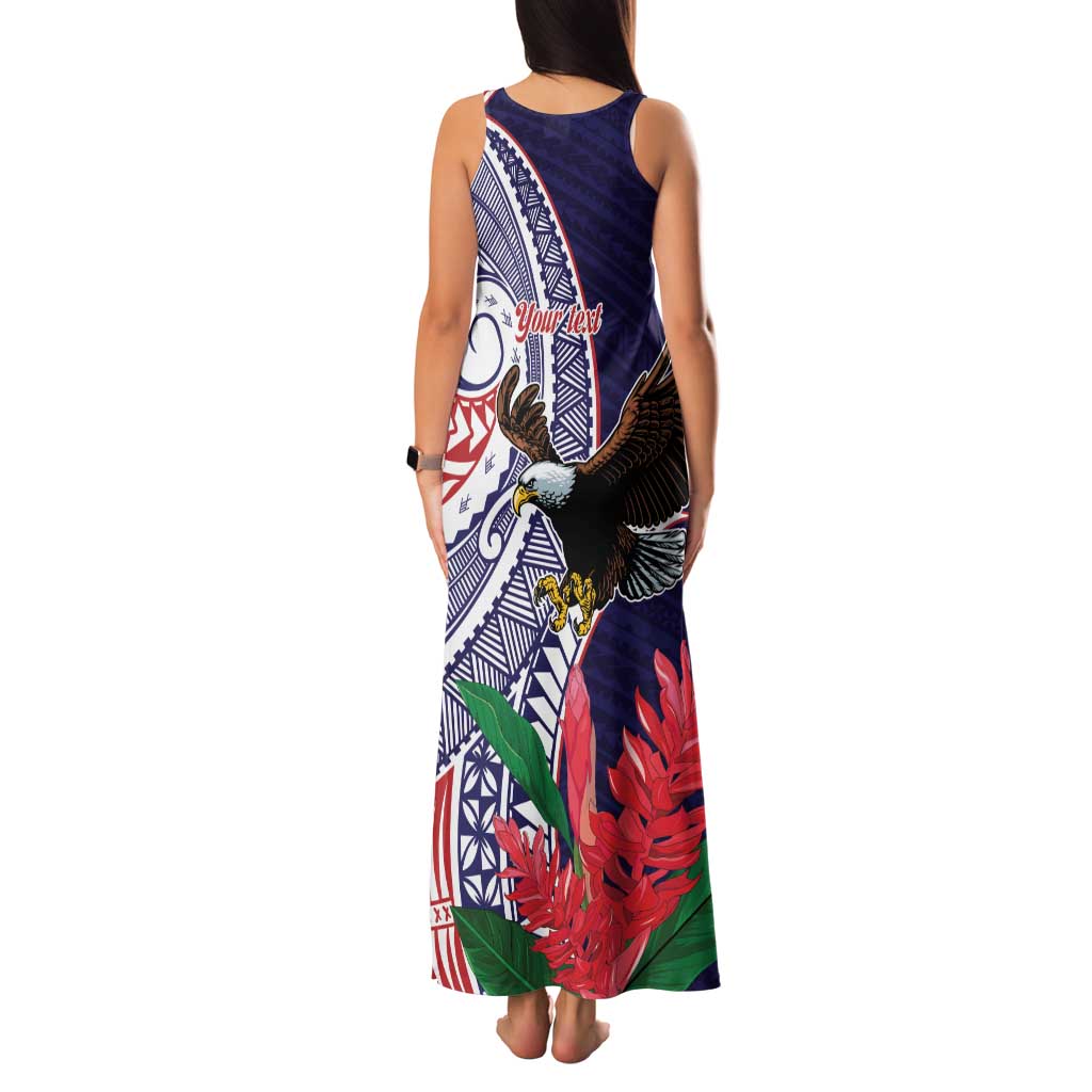American Samoa Bald Eagle Personalized Family Matching Tank Maxi Dress and Hawaiian Shirt Polynesian Teuila Flowers - Polynesian Pride
