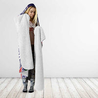 American Samoa Bald Eagle Personalized Hooded Blanket Polynesian Teuila Flowers - Polynesian Pride