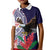 American Samoa Bald Eagle Personalized Kid Polo Shirt Polynesian Teuila Flowers - Polynesian Pride