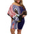 American Samoa Bald Eagle Personalized Off Shoulder Short Dress Polynesian Teuila Flowers - Polynesian Pride