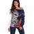 American Samoa Bald Eagle Personalized Off Shoulder Sweater Polynesian Teuila Flowers - Polynesian Pride