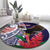 American Samoa Bald Eagle Personalized Round Carpet Polynesian Teuila Flowers - Polynesian Pride