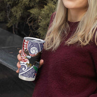 American Samoa Bald Eagle Personalized Tumbler Cup Polynesian Teuila Flowers - Polynesian Pride