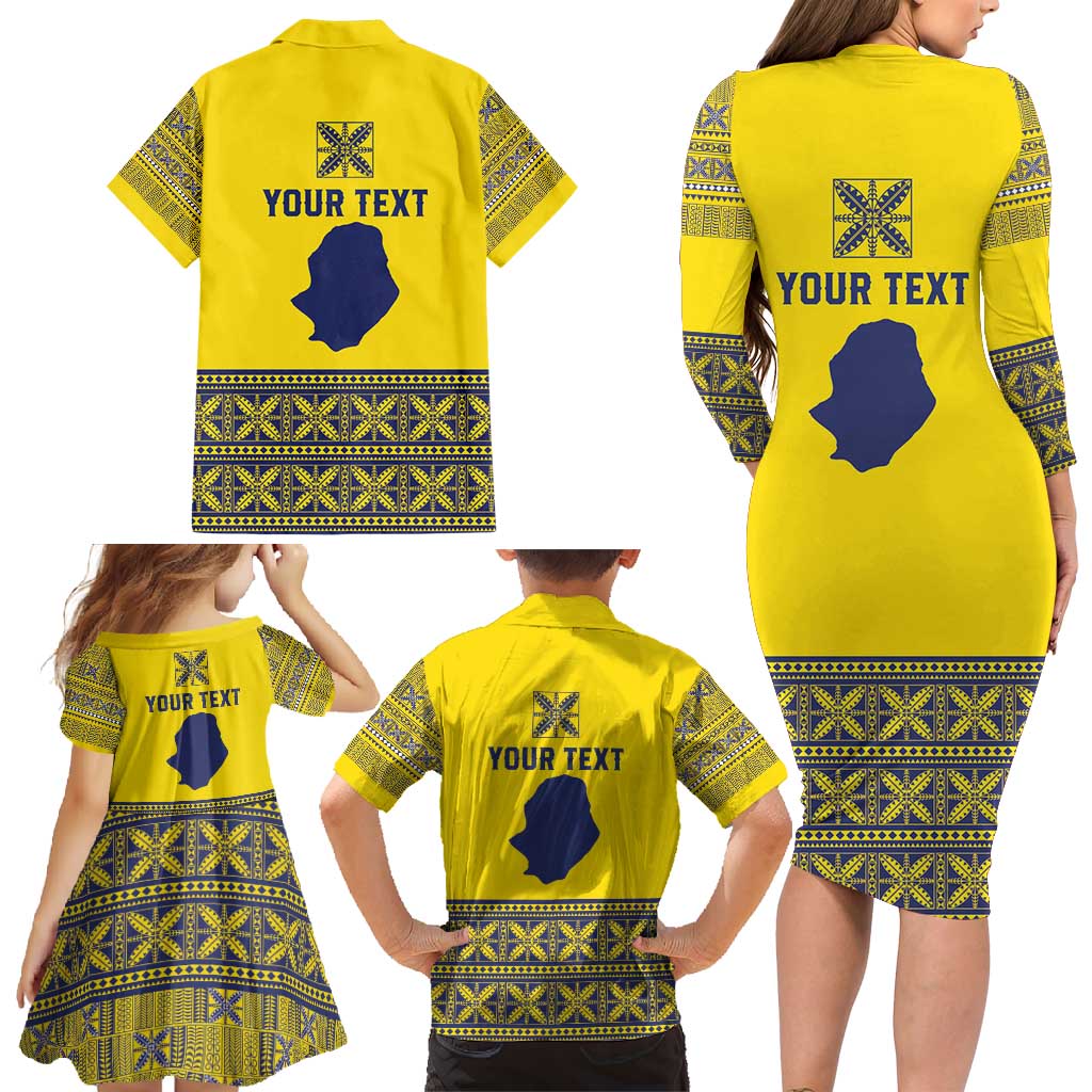 Niue Crab Personalised Family Matching Long Sleeve Bodycon Dress and Hawaiian Shirt Niuean Hiapo Pattern LT9 - Polynesian Pride