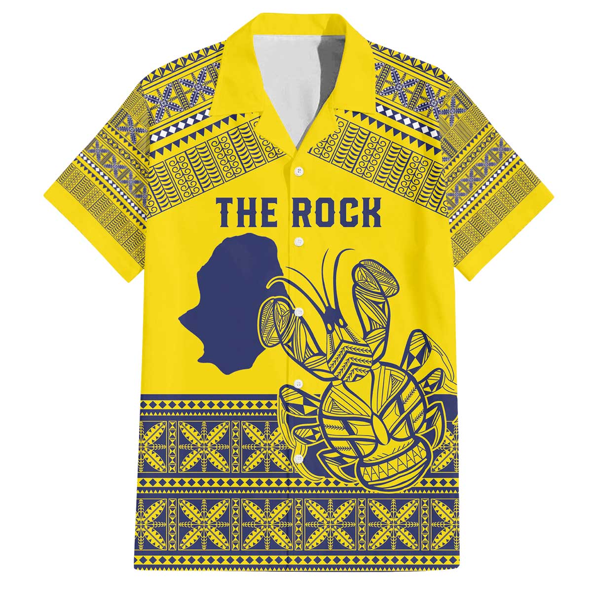Niue Crab Personalised Family Matching Off The Shoulder Long Sleeve Dress and Hawaiian Shirt Niuean Hiapo Pattern LT9 Dad's Shirt - Short Sleeve Gold - Polynesian Pride