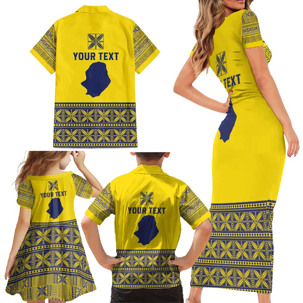 Niue Crab Personalised Family Matching Short Sleeve Bodycon Dress and Hawaiian Shirt Niuean Hiapo Pattern LT9 - Polynesian Pride