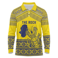 Niue Crab Personalised Long Sleeve Polo Shirt Niuean Hiapo Pattern - Polynesian Pride