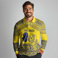 Niue Crab Personalised Long Sleeve Polo Shirt Niuean Hiapo Pattern - Polynesian Pride