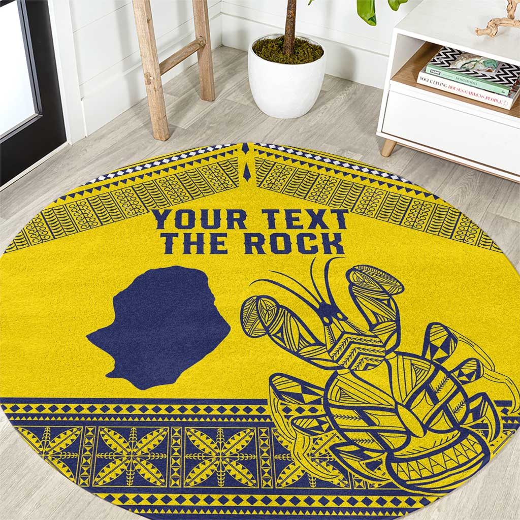 Niue Crab Personalised Round Carpet Niuean Hiapo Pattern LT9 Gold - Polynesian Pride