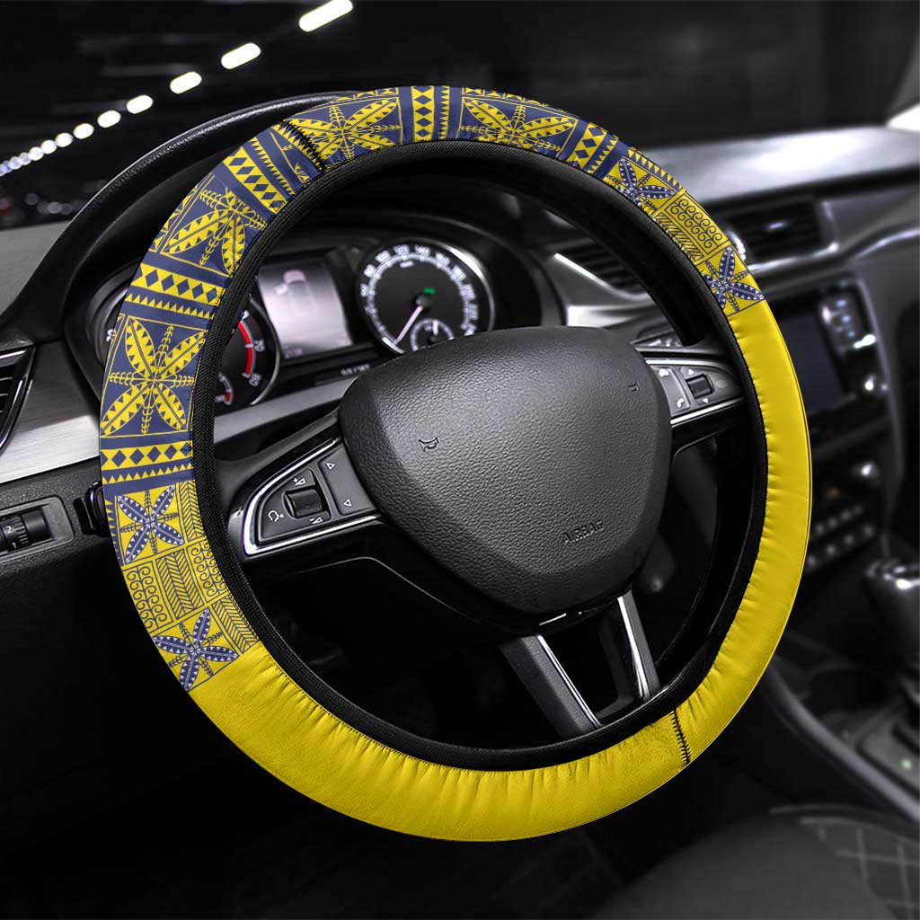 Niue Crab Steering Wheel Cover Niuean Hiapo Pattern - Polynesian Pride