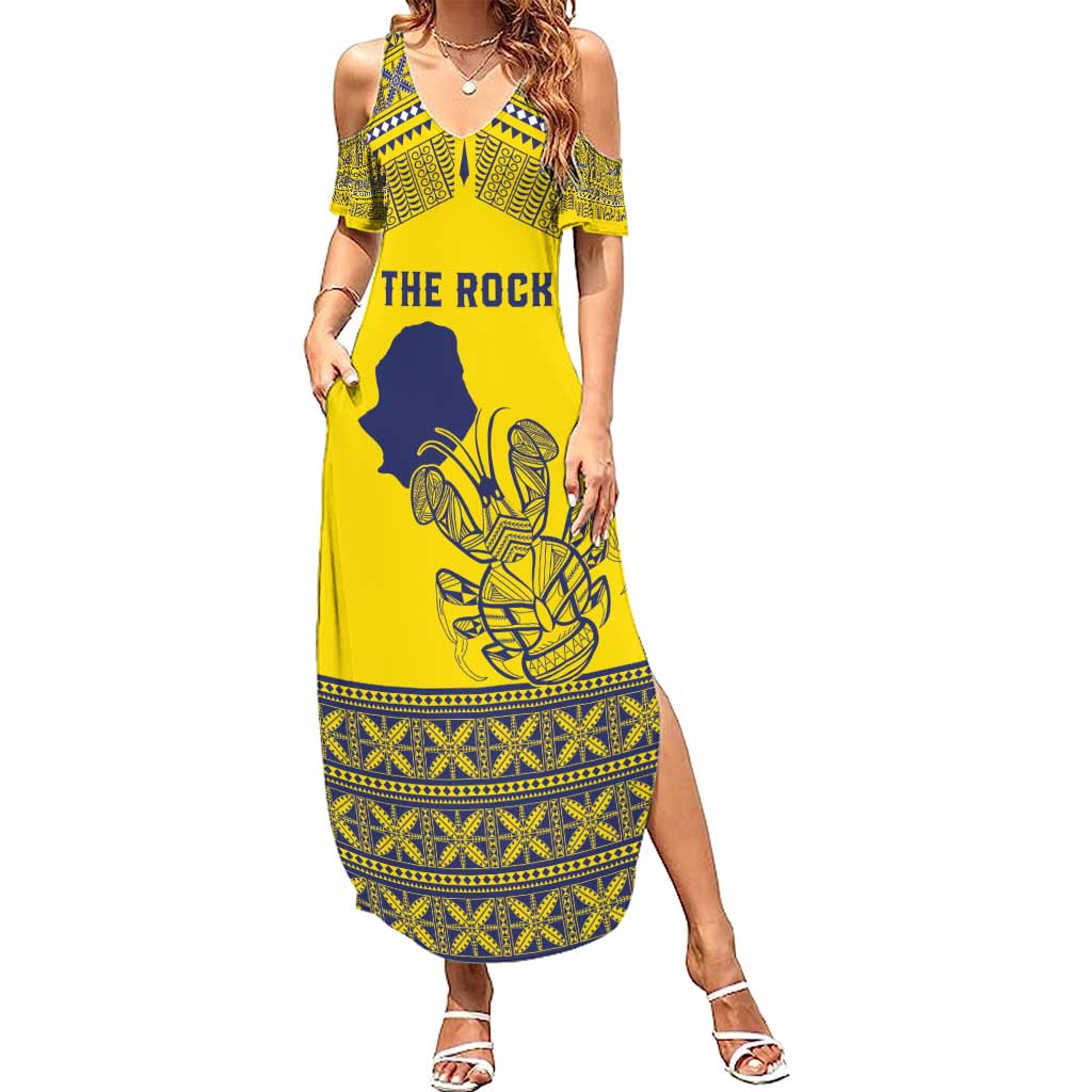 Niue Crab Personalised Summer Maxi Dress Niuean Hiapo Pattern - Polynesian Pride