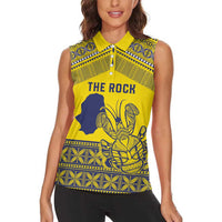 Niue Crab Personalised Women Sleeveless Polo Shirt Niuean Hiapo Pattern - Polynesian Pride