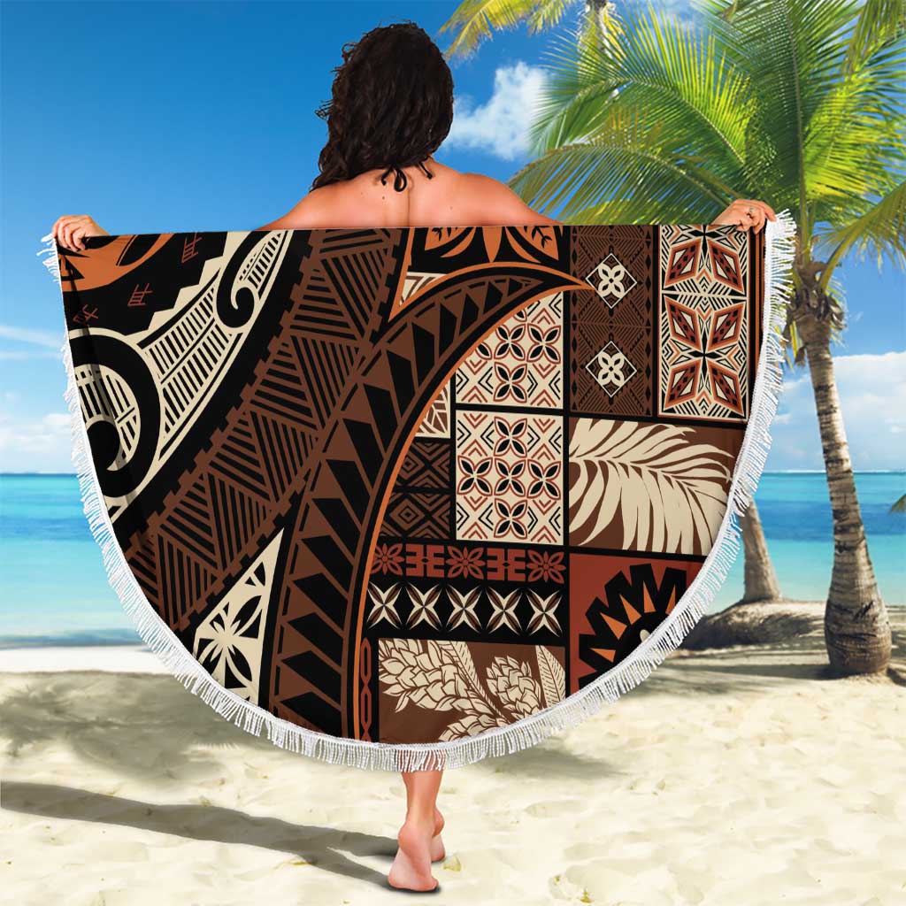 Vintage Samoa Siapo Mamanu Beach Blanket Brown Samoan Tapa Motif - Polynesian Pride