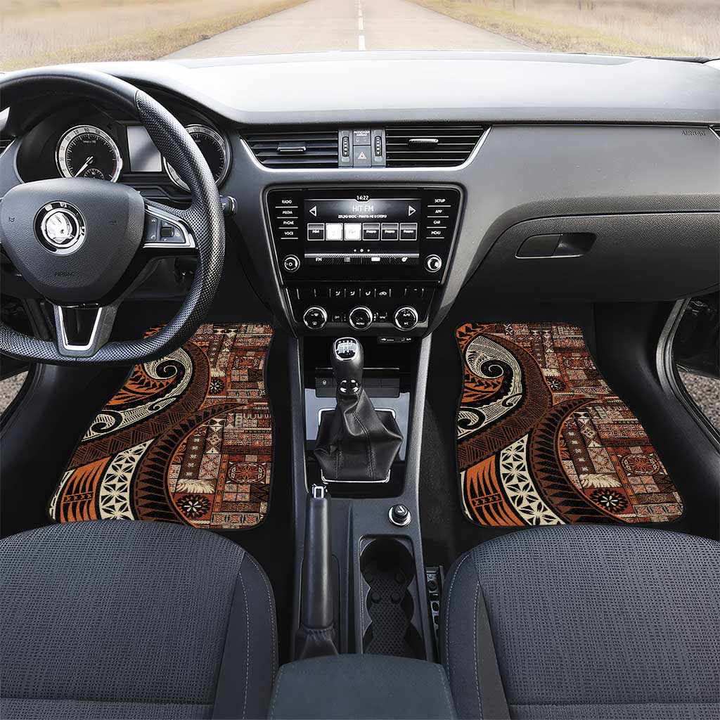 Vintage Samoa Siapo Mamanu Car Mats Brown Samoan Tapa Motif - Polynesian Pride