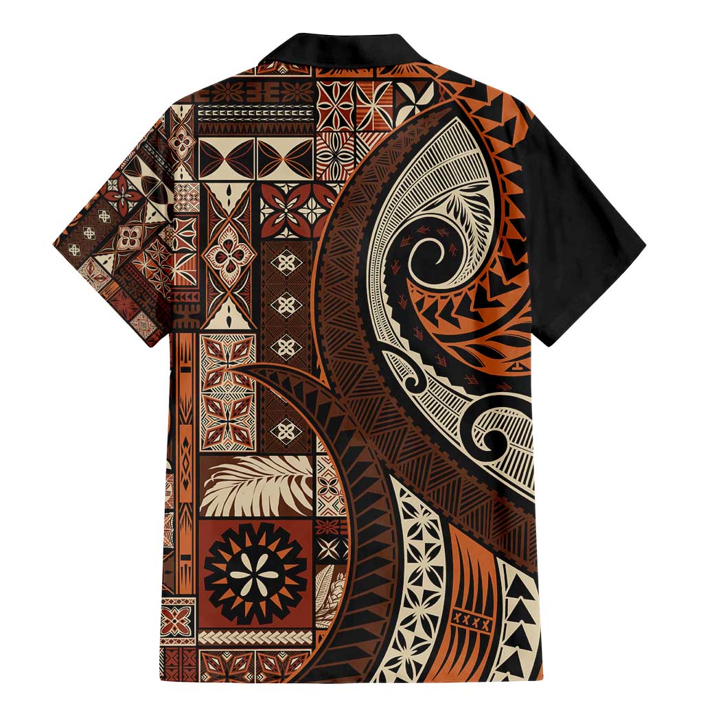 Vintage Samoa Siapo Mamanu Family Matching Mermaid Dress and Hawaiian Shirt Brown Samoan Tapa Motif LT9 - Polynesian Pride